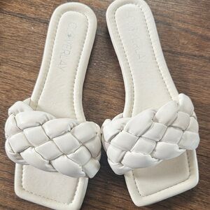Zara Cream Braided Sandals